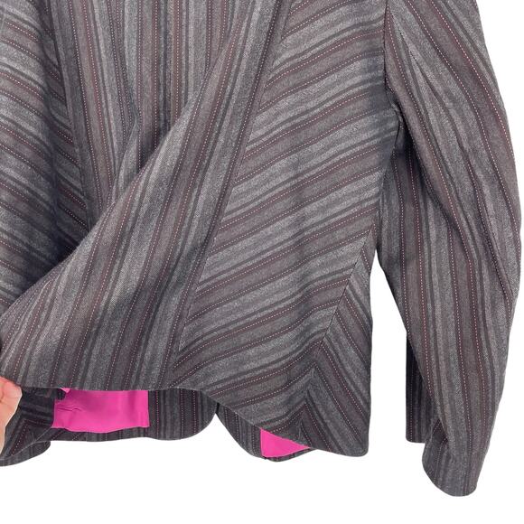 Dark Academia Striped Blazer Size 18 Floral Embroidery - Picture 8 of 16
